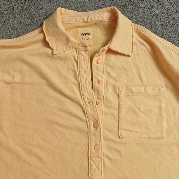 NWT Aerie Womens XXS Peach LongSleeve Collared Pocket Pullover Sweatshirt Cotton - Picture 13 of 16